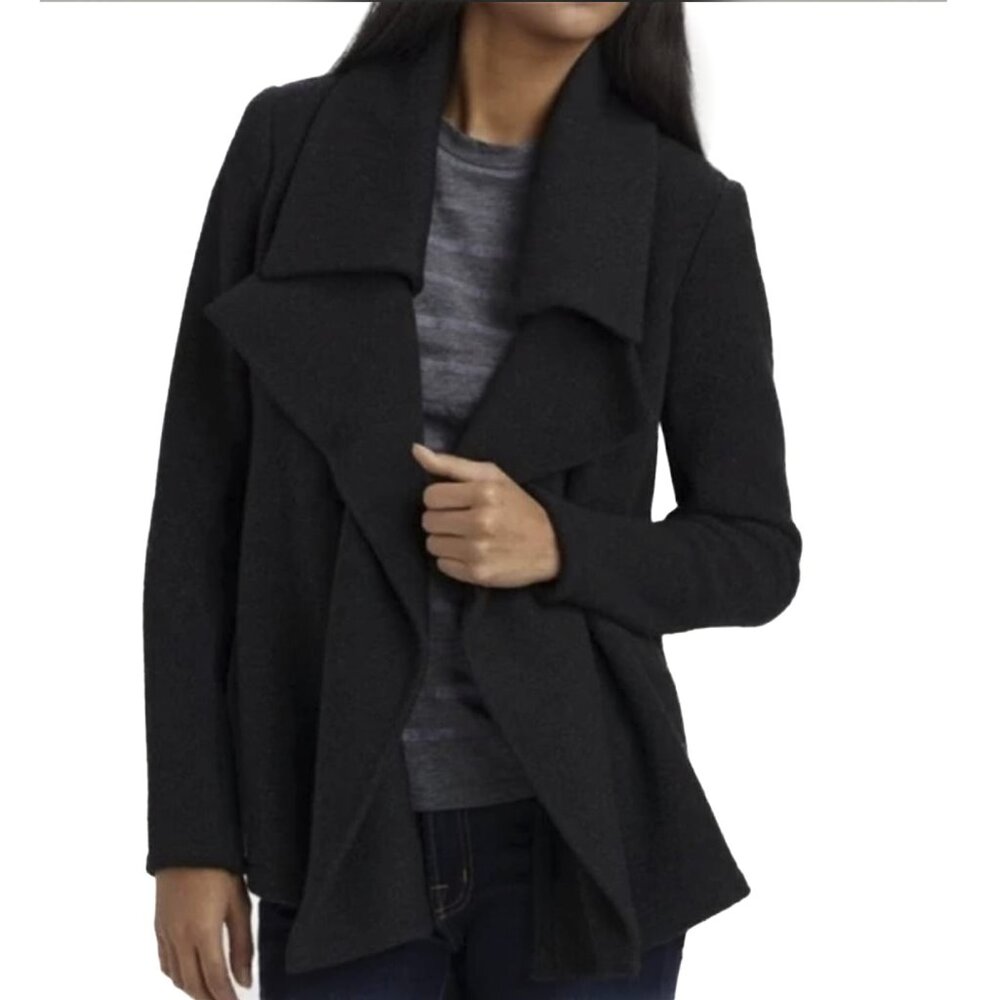 Theory Riva Classical Draped Wool Open Placket Chunky Cardigan Size P/TP - NWOT
